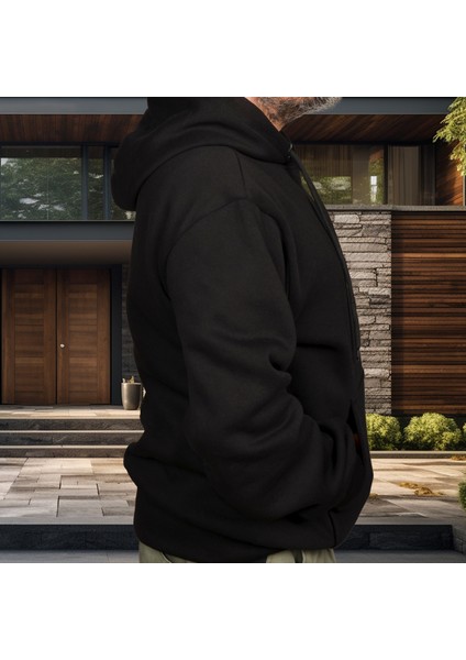 Choper Motorcycle Illüstratif Baskılı Oversize Hoodie Sweatshirt Siyah