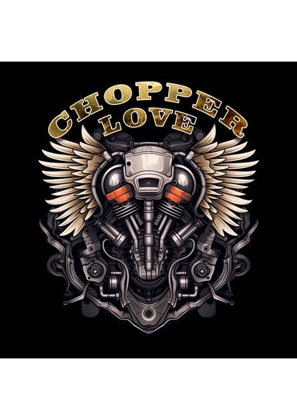 Choper Motorcycle Illüstratif Baskılı Oversize Hoodie Sweatshirt Siyah