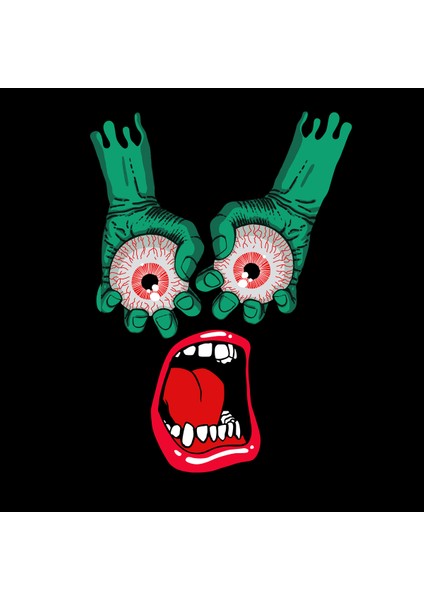 Eyes In Hand Illüstratif Baskılı Oversize Hoodie Sweatshirt Siyah fırsatları