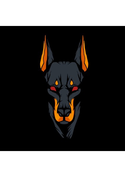 Doberman Baskılı Bisiklet Yaka 100% Pamuklu Tişört Siyah modelleri
