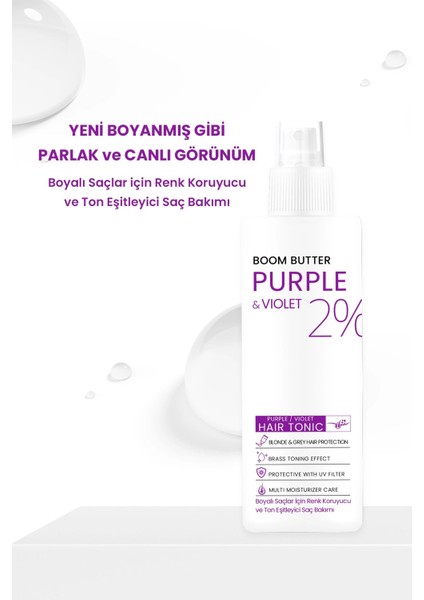 Boom Butter Renk Ve Saç Yapısını Koruyucu Purple Mor Saç Toniği 150ml