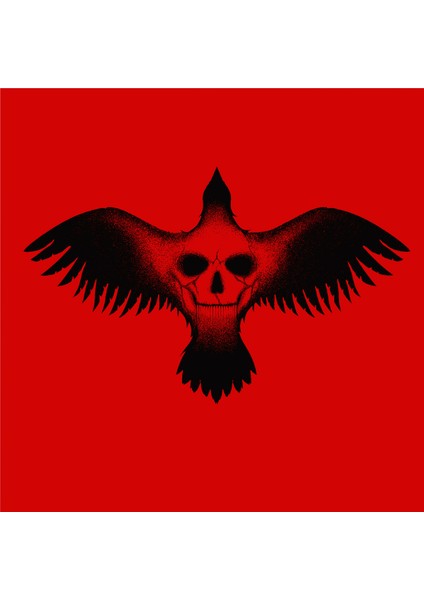 Skull Crow Tasarım Baskılı Bisiklet Yaka 100% Pamuklu Tişört Siyah