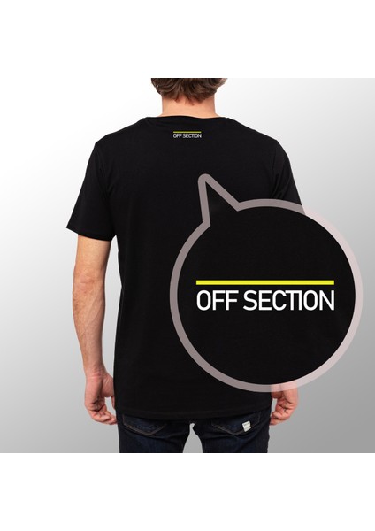 Off Sectıon Tasarım Baskılı Bisiklet Yaka 100% Pamuklu Tişört Siyah