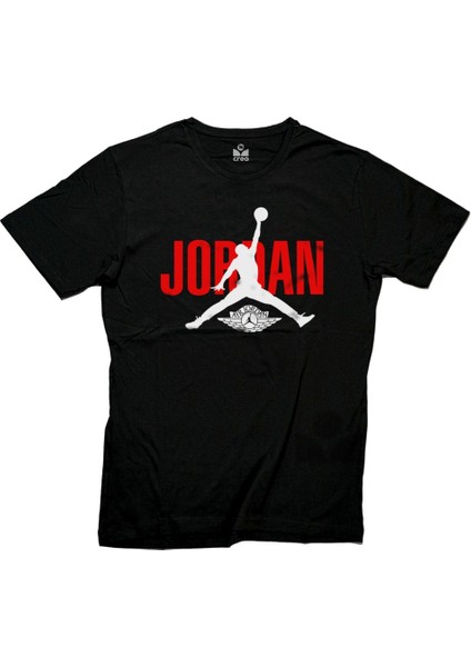 Jordan Air Tasarım Baskılı Bisiklet Yaka 100% Pamuklu Tişört Siyah modelleri