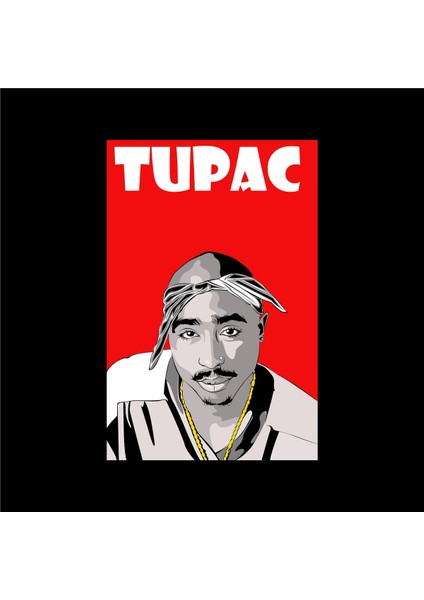 Tupac Büyük Sırt Tasarım Baskılı Bisiklet Yaka 100% Pamuklu Tişört Siyah modelleri