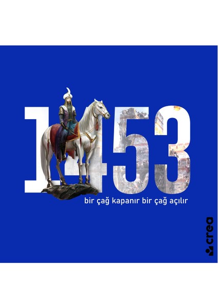 1453 Fatih Sultan Mehmet Baskılı Bisiklet Yaka 100% Pamuklu Tişört Saks Mavi