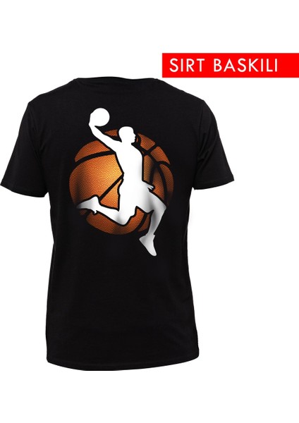 Basketbol Fan Büyük Sırt Baskılı Tasarım Baskılı Bisiklet Yaka 100% Pamuklu Tişört Siyah fiyatları