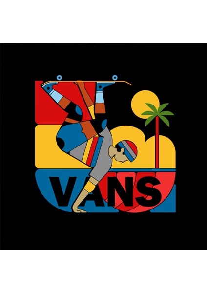 Wans Skateboard Tasarım Baskılı Bisiklet Yaka 100% Pamuklu Tişört Siyah modelleri