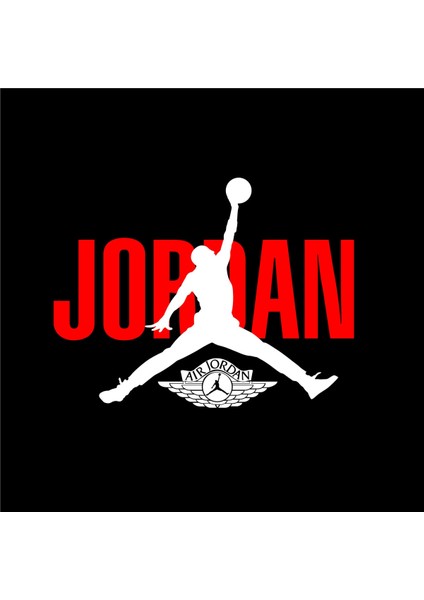 Jordan Air Tasarım Baskılı Bisiklet Yaka 100% Pamuklu Tişört Siyah