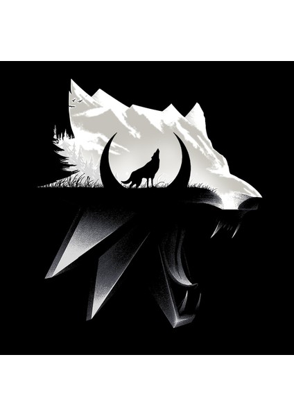 Wolf Ülkü Trend Tasarım Baskılı Bisiklet Yaka 100% Pamuklu Tişört Siyah modelleri
