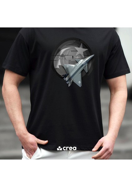 Kızıl Elma Trend Tasarım Baskılı Bisiklet Yaka 100% Pamuklu Tişört Siyah