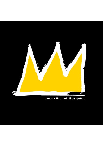 Jean-Michel Basquiat Kral Tasarımı Desen Baskılı Bisiklet Yaka 100% Pamuklu Tişört Siyah modelleri