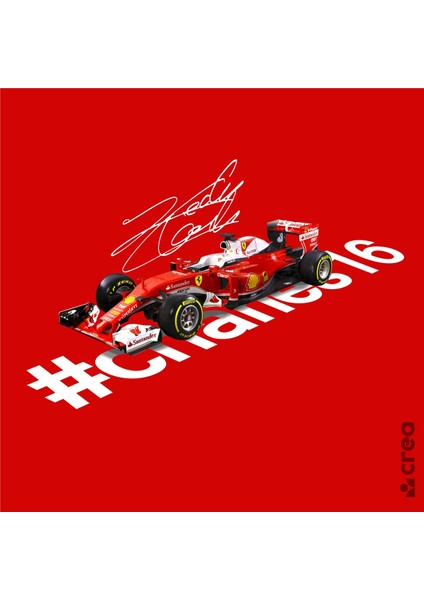 F1 Leclerc Desen Baskılı Bisiklet Yaka 100% Pamuklu Tişört Kırmızı