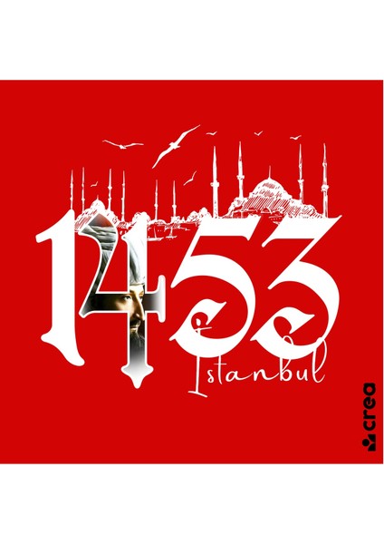 1453 Fatih Sultan Mehmet Istanbul Baskılı Bisiklet Yaka 100% Pamuklu Tişört Kırmızı fiyatları