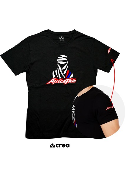 Dakar Africa Twin Dijital Baskılı Bisiklet Yaka 100% Pamuklu Tişört Siyah fiyatları