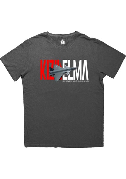Crea Eymer Unisex Basic Desenli %100 Pamuk Bisiklet Yaka Kısa Kollu T-Shirt Kızılelma