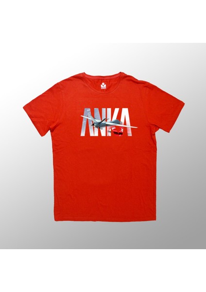 Anka Görsel Bisiklet Yaka 100% Pamuklu Dijital Baskılı Kırmızı Tişört