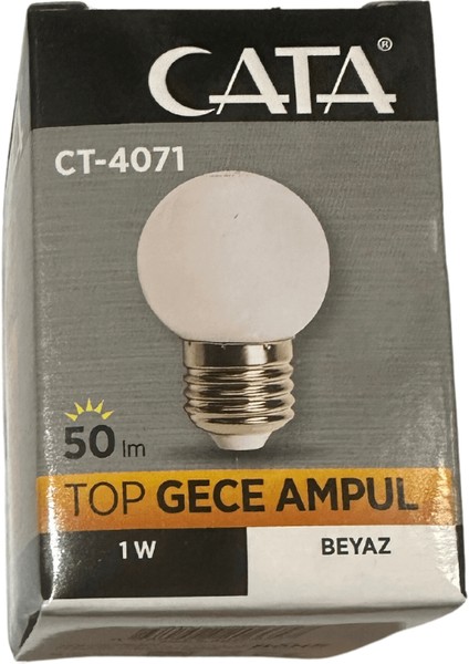 CT-4071 1W (Beyaz Işık) E27 Duylu Top Gece LED Ampul (4 Adet)