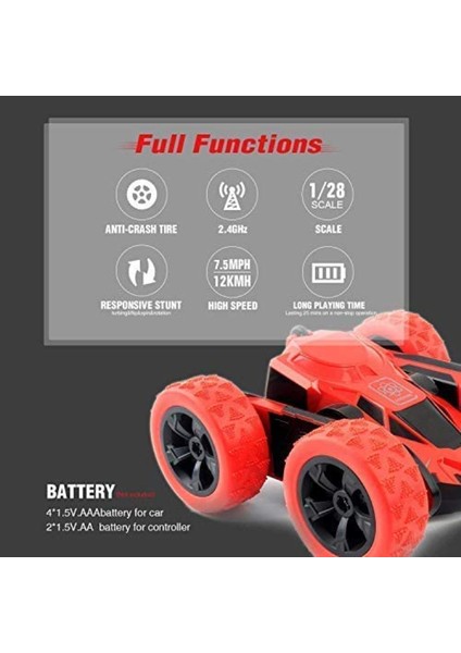 Rc Arabalar Dublör Araba Oyuncak, Amicool 4WD 2.4ghz Uzaktan Kumandalı Araba Çift Taraflı Dönen Araç 360° Döndürme, Erkekler ve Kızlar Için Çocuk Oyuncak Araba 4-7 Yukarı Doğum Gün (Yurt Dışından) modelleri
