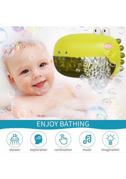 Dinozor Banyo Oyuncakları, Bebek Küveti Için Bebek Banyo Oyuncakları, Küçük Çocuk Banyo Oyuncakları Otomatik Baloncuk Makinesi, 12 Çocuk Şarkısı Çalar, Banyo Oyuncakları 2 3 Yaşınd (Yurt Dışından)
