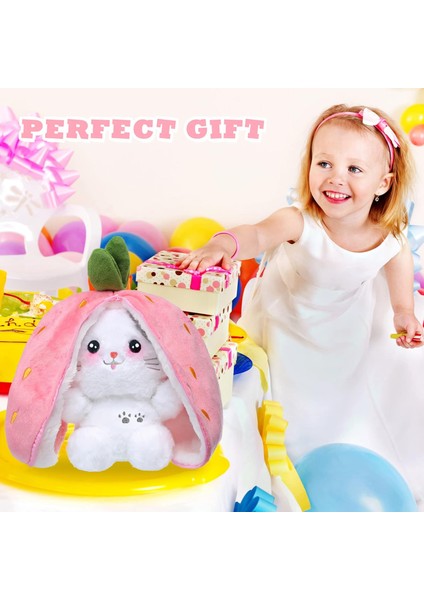 Kedi Peluş Doldurulmuş Hayvanlar, Kawaii Squishy Sevimli Ters Çevrilebilir Çilek Kedi Zip Peluş'a Dönüşür, Bebek ve Kız Arkadaşı Hediyesi Için Çilek Stuffie'de Komik Peluş Oyuncak (Yurt Dışından)