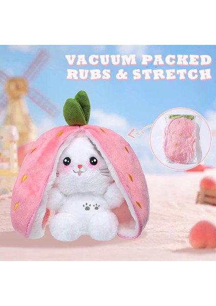 Kedi Peluş Doldurulmuş Hayvanlar, Kawaii Squishy Sevimli Ters Çevrilebilir Çilek Kedi Zip Peluş'a Dönüşür, Bebek ve Kız Arkadaşı Hediyesi Için Çilek Stuffie'de Komik Peluş Oyuncak (Yurt Dışından)