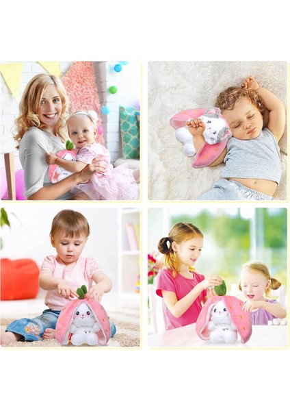 Kedi Peluş Doldurulmuş Hayvanlar, Kawaii Squishy Sevimli Ters Çevrilebilir Çilek Kedi Zip Peluş'a Dönüşür, Bebek ve Kız Arkadaşı Hediyesi Için Çilek Stuffie'de Komik Peluş Oyuncak (Yurt Dışından)