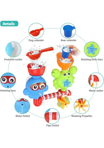 Banyo Oyuncakları Küvet Oyuncakları 3 4 Yaşındaki Çocuklar Için Bebekler Banyo Duvar Oyuncak Şelale Doldurma Döndürme ve Akış Toksik Olmayan Doğum Günü Hediye Fikirleri Renk Kutusu (Yurt Dışından)
