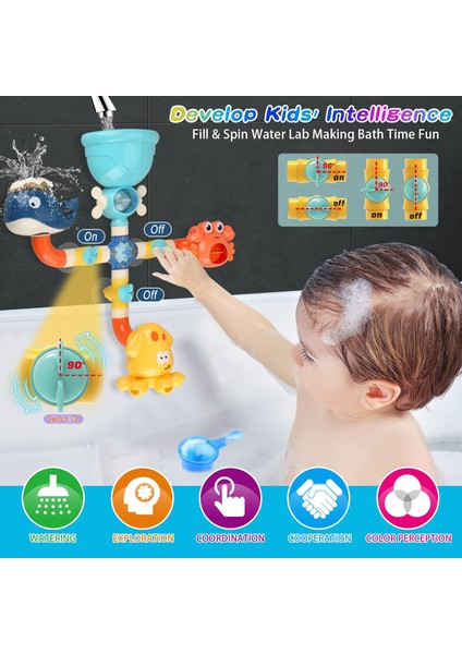 Banyo Oyuncakları Küvet Oyuncak Bebekler Için Yaş 2-4 Çocuklar Banyo Boruları Oyuncaklar 2 3 4 5 Yıl Erkek ve Kız Için Küvet Su Oyuncakları Renk Kutusu ile Doğum Günü Hediyesi (Yurt Dışından)