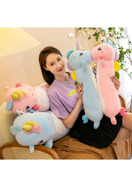Yumuşak Peluş Uzun Tek Boynuzlu At Sarılma Yastık, Çocuklar Peluş Oyuncak Yastık Sevimli Tek Boynuzlu At Peluşlar Çocuklar ve Kız Arkadaşı Için Doldurulmuş Hayvan Oyuncak Hediye (M (Yurt Dışından)