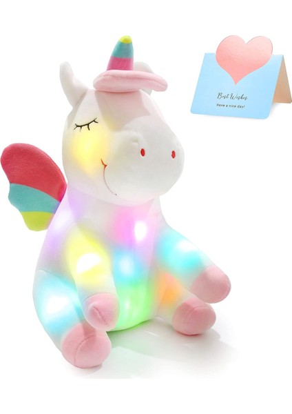 12 '' Light Up Unicorn Doldurulmuş Hayvan Yumuşak Peluş Oyuncak, Renkli LED Gece Işıkları ile Parlayan Doğum Günü Çocuk Günü Sevgililer Günü Hediyeleri Kızlar Için Yürümeye Başlaya (Yurt Dışından)