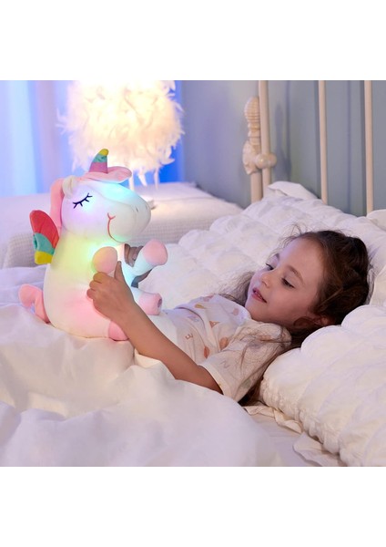 12 '' Light Up Unicorn Doldurulmuş Hayvan Yumuşak Peluş Oyuncak, Renkli LED Gece Işıkları ile Parlayan Doğum Günü Çocuk Günü Sevgililer Günü Hediyeleri Kızlar Için Yürümeye Başlaya (Yurt Dışından)