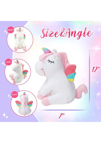 12 '' Light Up Unicorn Doldurulmuş Hayvan Yumuşak Peluş Oyuncak, Renkli LED Gece Işıkları ile Parlayan Doğum Günü Çocuk Günü Sevgililer Günü Hediyeleri Kızlar Için Yürümeye Başlaya (Yurt Dışından)