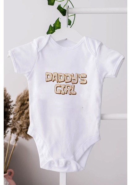 Daddy's Girl Babalar Günü Özel Bebek Alttan Çıtçıtlı Body Zıbın - Beyaz