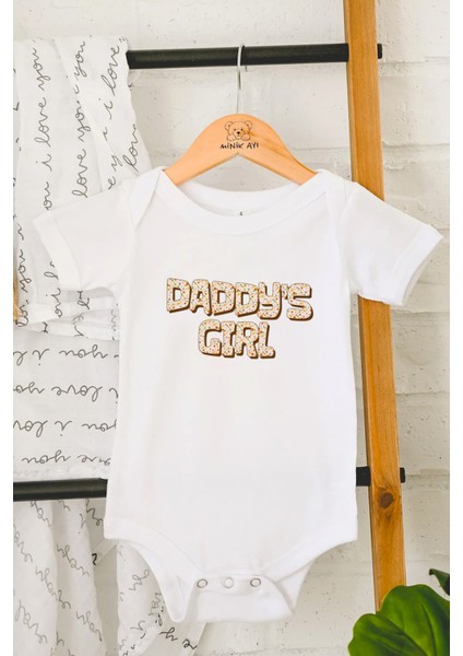 Daddy's Girl Babalar Günü Özel Bebek Alttan Çıtçıtlı Body Zıbın - Beyaz