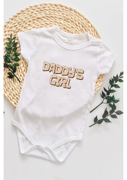 Daddy's Girl Babalar Günü Özel Bebek Alttan Çıtçıtlı Body Zıbın - Beyaz