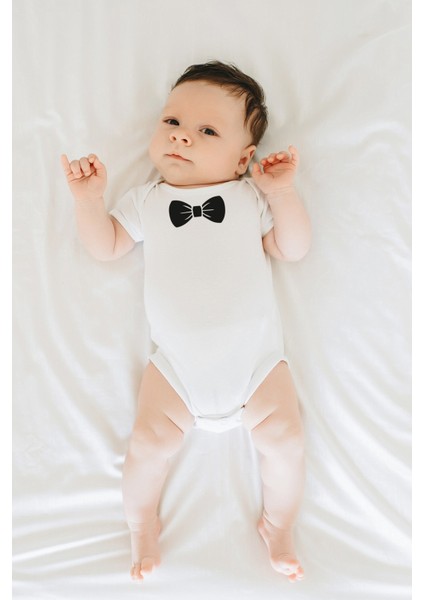 Papyon Baskılı Bebek Alttan Çıtçıtlı Yazılı Body Zıbın - Beyaz
