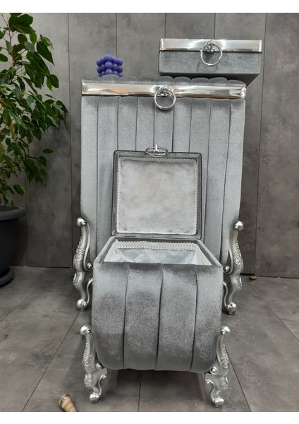 Luna Gri 3'lü Kirli Çamaşır Sepeti Havluluk ve Deterjanlık Takımı 3 Parça Banyo Seti fırsatları