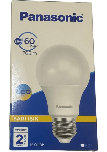 8.5W (60W) 2700K (Sarı Işık) E27 Duylu LED Ampul (2 Adet)