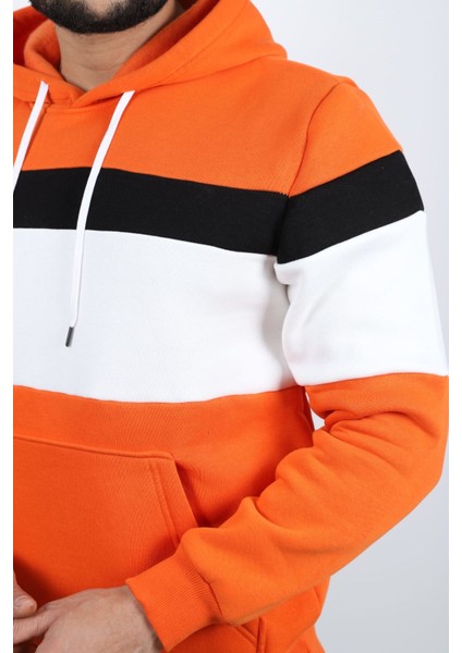 Erkek Kapüşonlu Sweatshirt Hoodie S - Turuncu fiyatları
