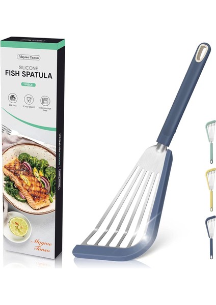 Yapışmaz Balık Spatula, Ince Oluklu Spatulalar Yapışmaz Tencere Için Turner Silikon Balık Spatulaları, Yüksek Isıya Dayanıklı Bpa Içermeyen Pişirme Gereçleri, Balık, Yumurta, Krep (Yurt Dışından)
