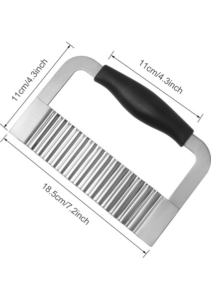 Kırışık Kesici Paslanmaz Çelik Patates Dilimleme Ağır Hizmet Dalgalı Kırışık Kesme Havuç Sebzeleri Için Rahat Saplı Doğrama Aletleri (2, Siyah) (Yurt Dışından)