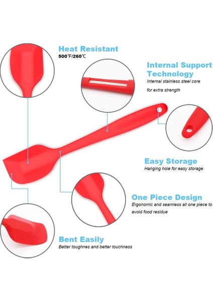 Silikon Spatula 4 Parçalı Set, Paslanmaz Çelik Çekirdekli, Isıya Dayanıklı Yapışmaz Kauçuk Spatula, Turuncu (Yurt Dışından)