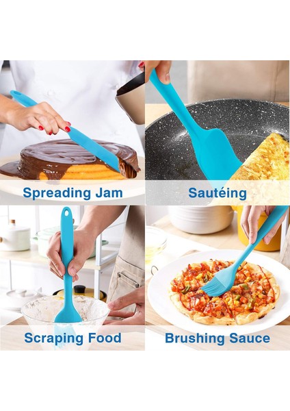 Adet Silikon Spatula, Mavi Silikon Kauçuk Spatula Seti, 450℉ Isıya Dayanıklı Pişirme Gereçleri Pişirme Pişirme Karıştırma Dekorasyon, Esnek ve Kusursuz Tasarım, Yapışmaz ve Bulaşık (Yurt Dışından) modelleri