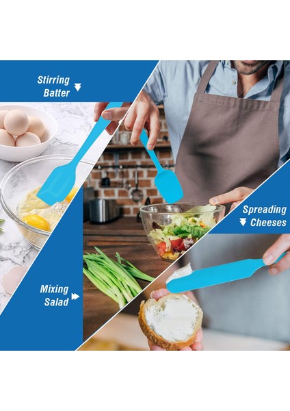 Adet Silikon Spatula, Mavi Silikon Kauçuk Spatula Seti, 450℉ Isıya Dayanıklı Pişirme Gereçleri Pişirme Pişirme Karıştırma Dekorasyon, Esnek ve Kusursuz Tasarım, Yapışmaz ve Bulaşık (Yurt Dışından) fırsatları