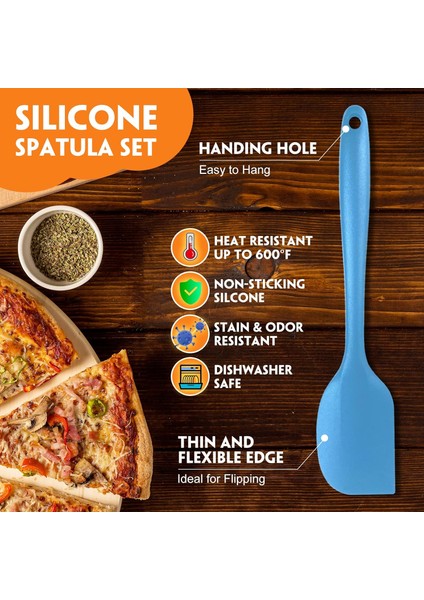 Pişirme, Fırınlama, Gıdaya Uygun Kauçuk Spatula Yüksek Isıya Dayanıklı Yapışmaz Tava, Bulaşık Makinesinde Yıkanabilir, Mavi Için 6'lı Silikon Spatula Seti (Yurt Dışından)