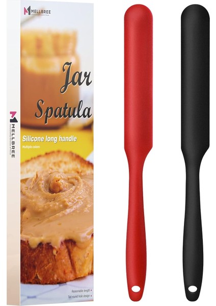 Kavanoz Spatula, Mayo Kavanozunun Dibi Için Uzun Saplı Silikon Kavanoz Spatula Kazıyıcı, Soğuk Kırbaç, Fıstık Ezmesi, Çeşniler (Siyah/kırmızı) (Yurt Dışından)