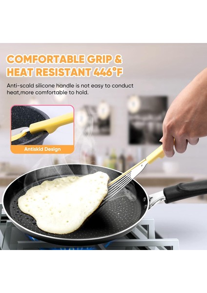 Yapışmaz Balık Spatula, Ince Oluklu Spatulalar Yapışmaz Tencere Için Turner Silikon Balık Spatulaları, Yüksek Isıya Dayanıklı Bpa Içermeyen Pişirme Gereçleri, Balık, Yumurta, Krep (Yurt Dışından) fırsatları