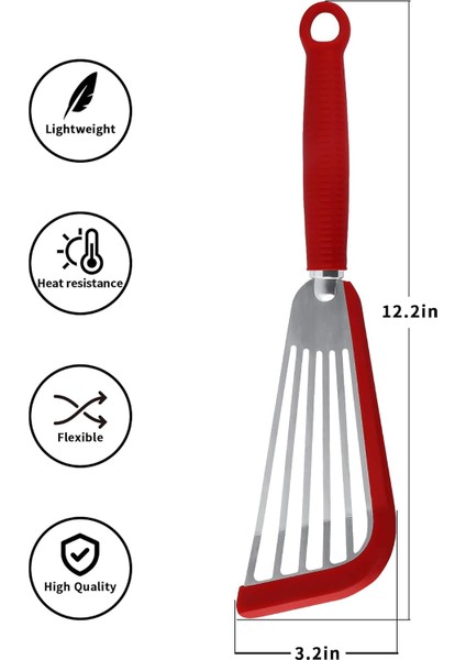 Yapışmaz Tencere Için Friekylin Silikon Balık Spatula, Pişirme Için Isıya Dayanıklı Oluklu Spatula Döner (Kırmızı) (Yurt Dışından) modelleri