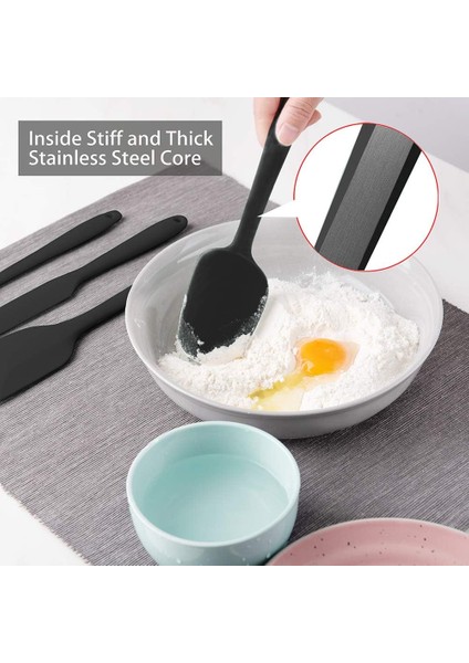Isıya Dayanıklı Silikon Spatula Seti, Yapışmaz Premium Mutfak Pişirme, Pişirme, Karıştırma Aletleri, Bpa Içermez (Siyah) (Yurt Dışından) fiyatları